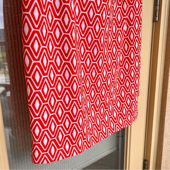 Mario Serrani Red white Geometric Print Midi Sleepless Dress Size 10 - Picture 5 of 15
